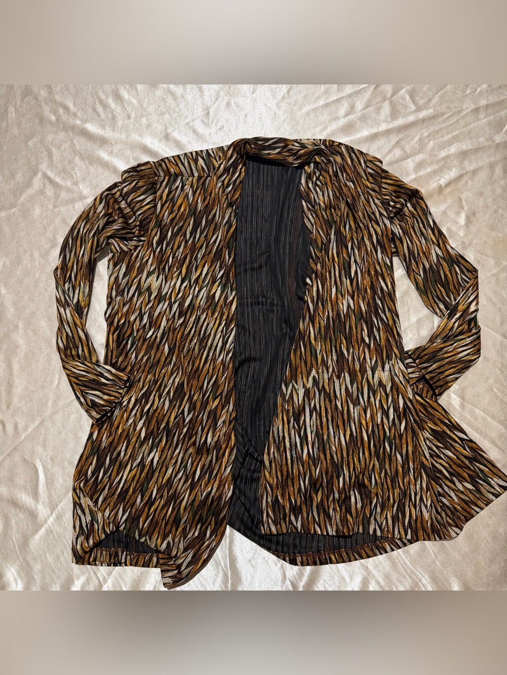 Susan Graver Regular Printed Novelty Knit Long Sleeve Cardigan Medium A654239